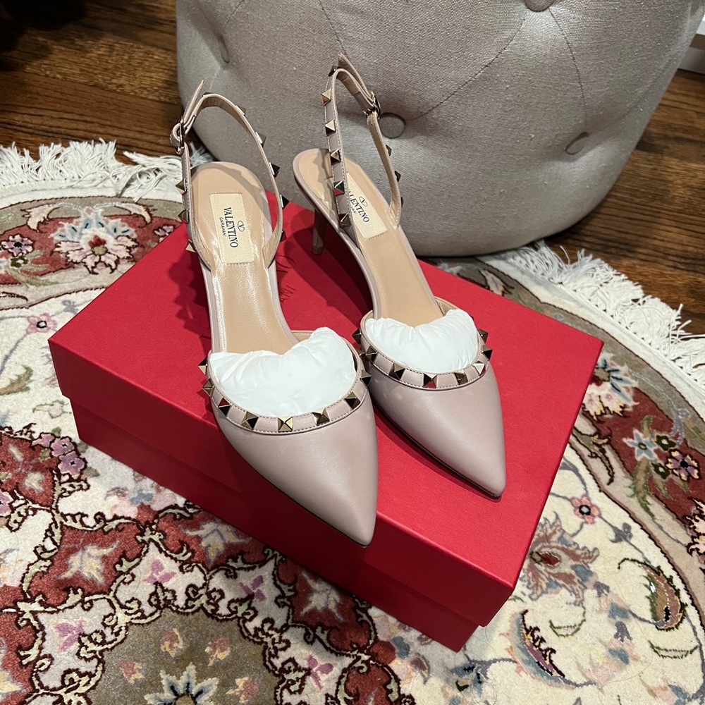 Valentino Pink Rockstud Slingback Heels